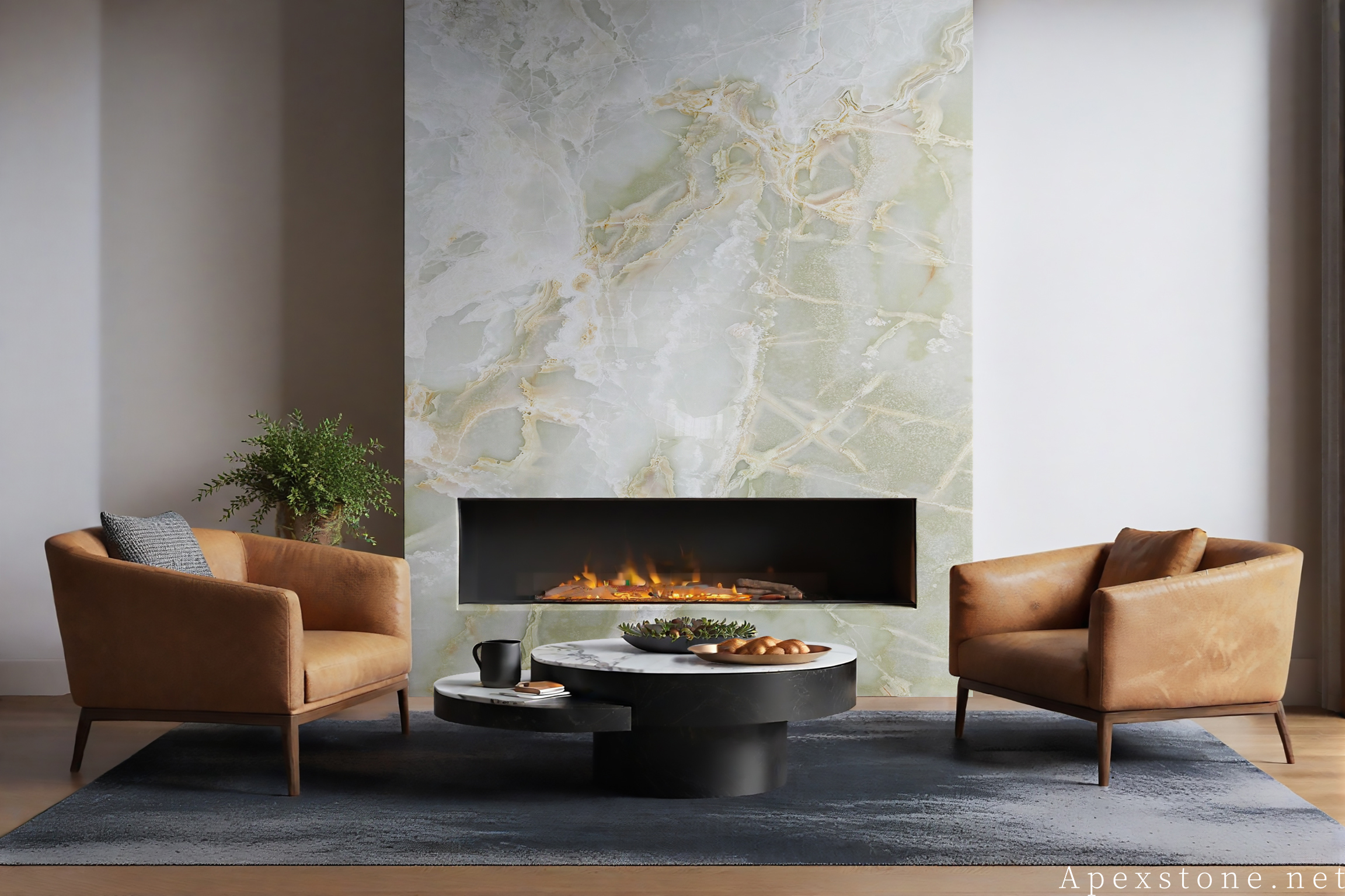 Green Onyx accent wall design inspiration in interior