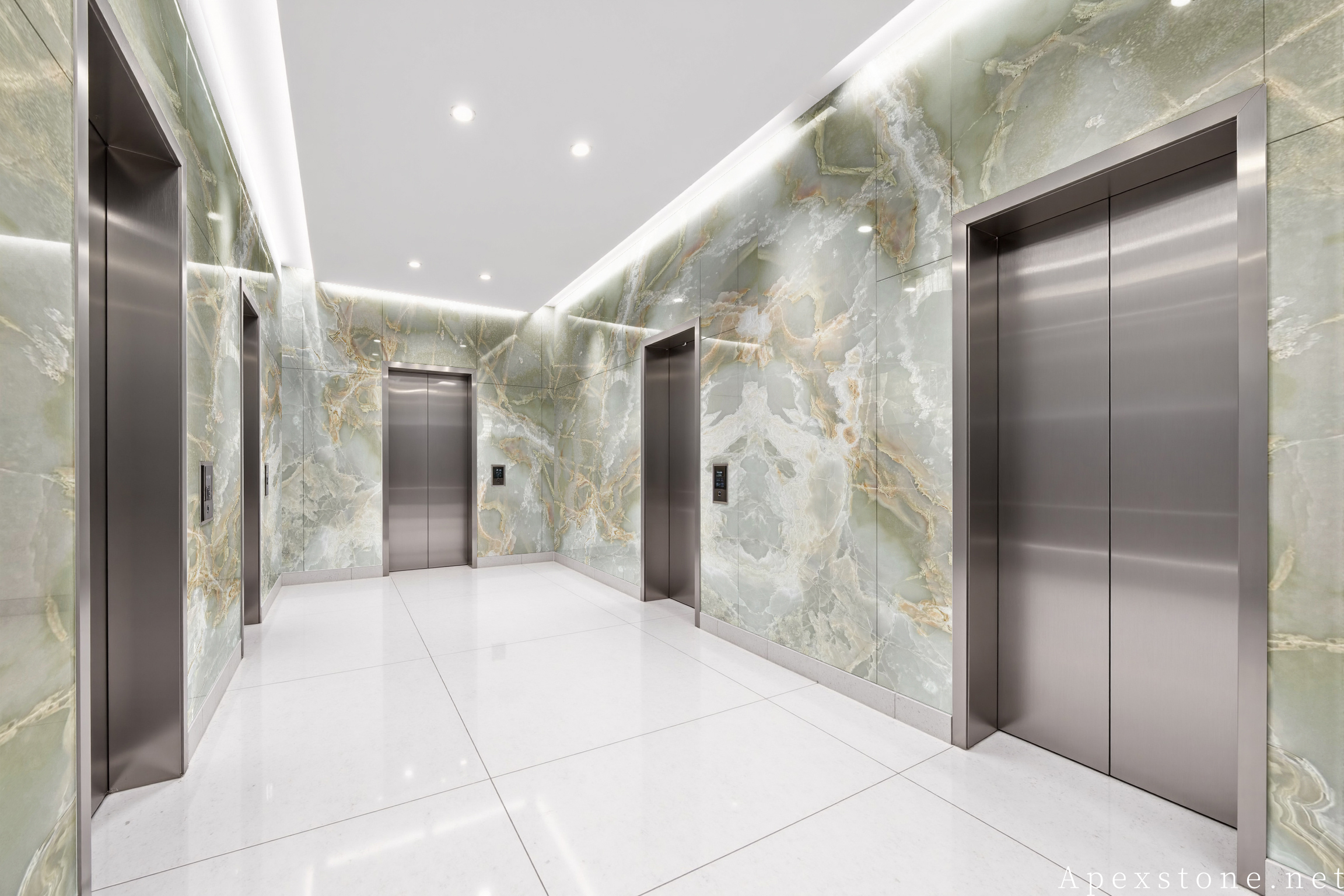 Green Onyx entrance wall feature installation