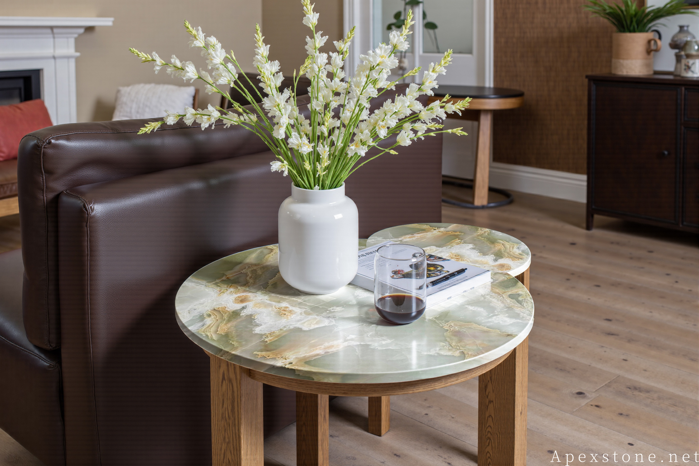 Green Onyx round small side table