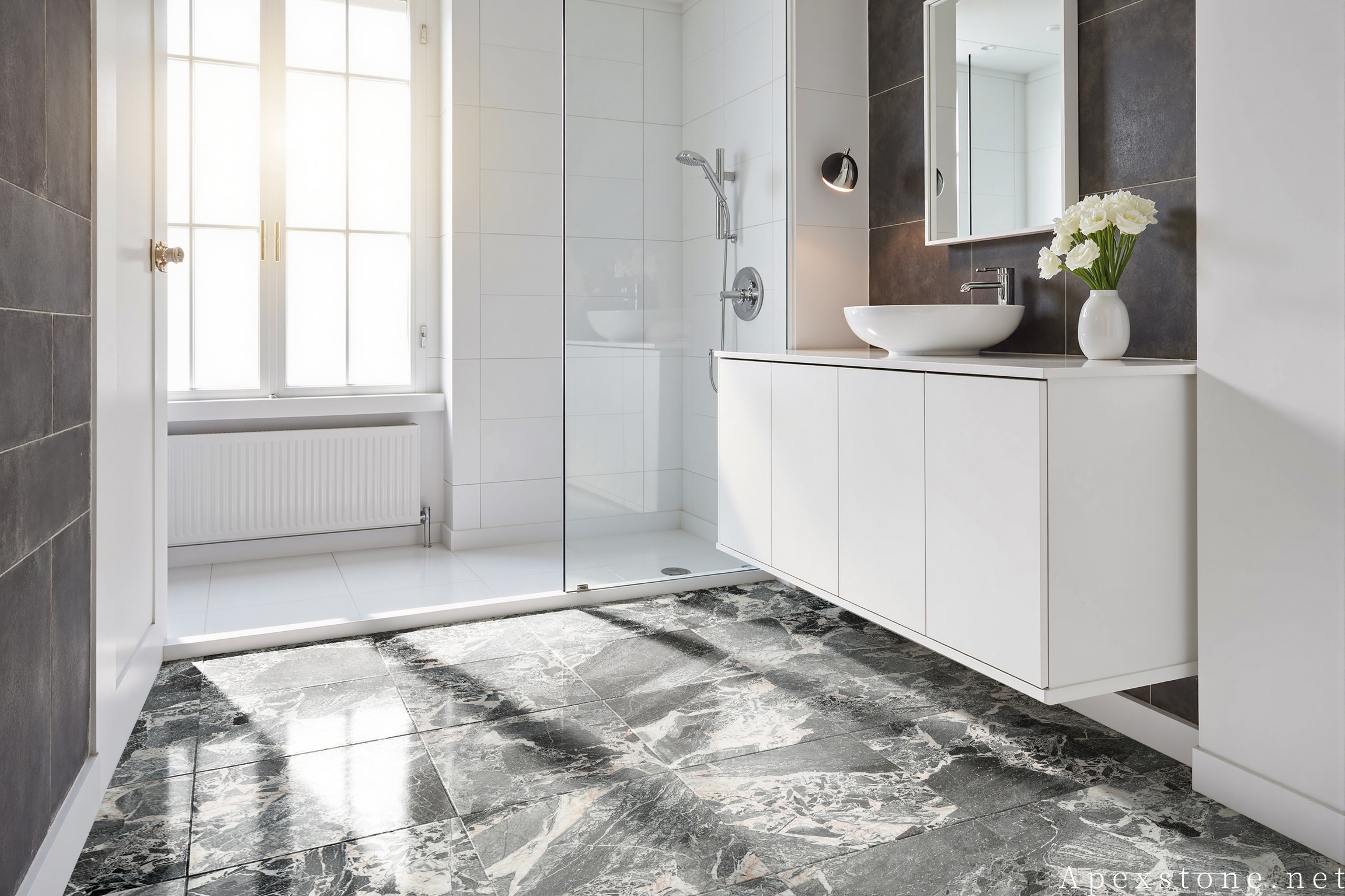 Chanel Grey Marble bathroom floor ideas 137