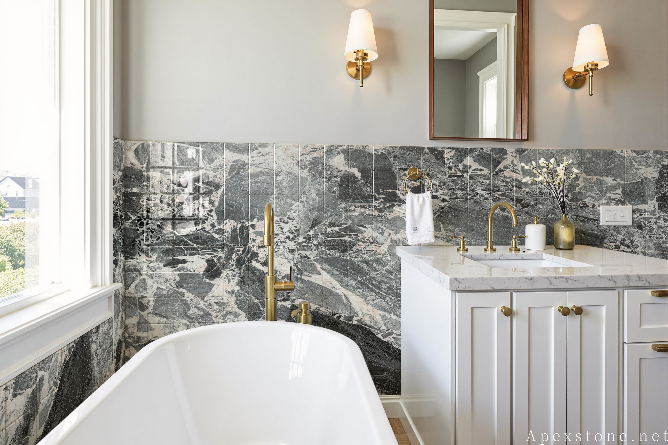 Chanel Grey Marble bathroom wall tiles 142