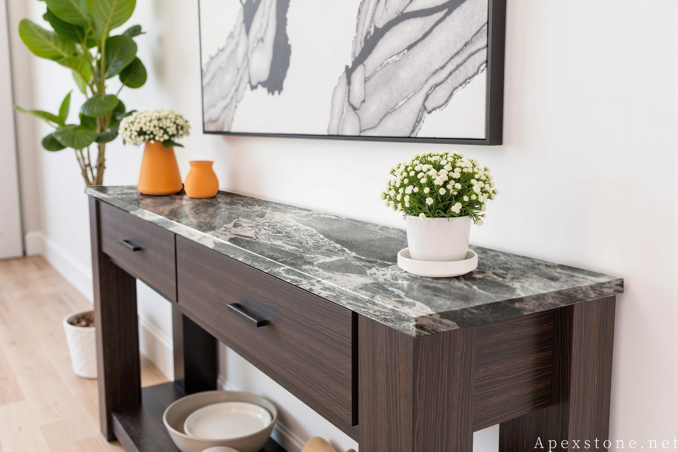 Chanel Grey Marble Stone Tables - Dining, Coffee, Console & Side Tables Marble Coffee Table