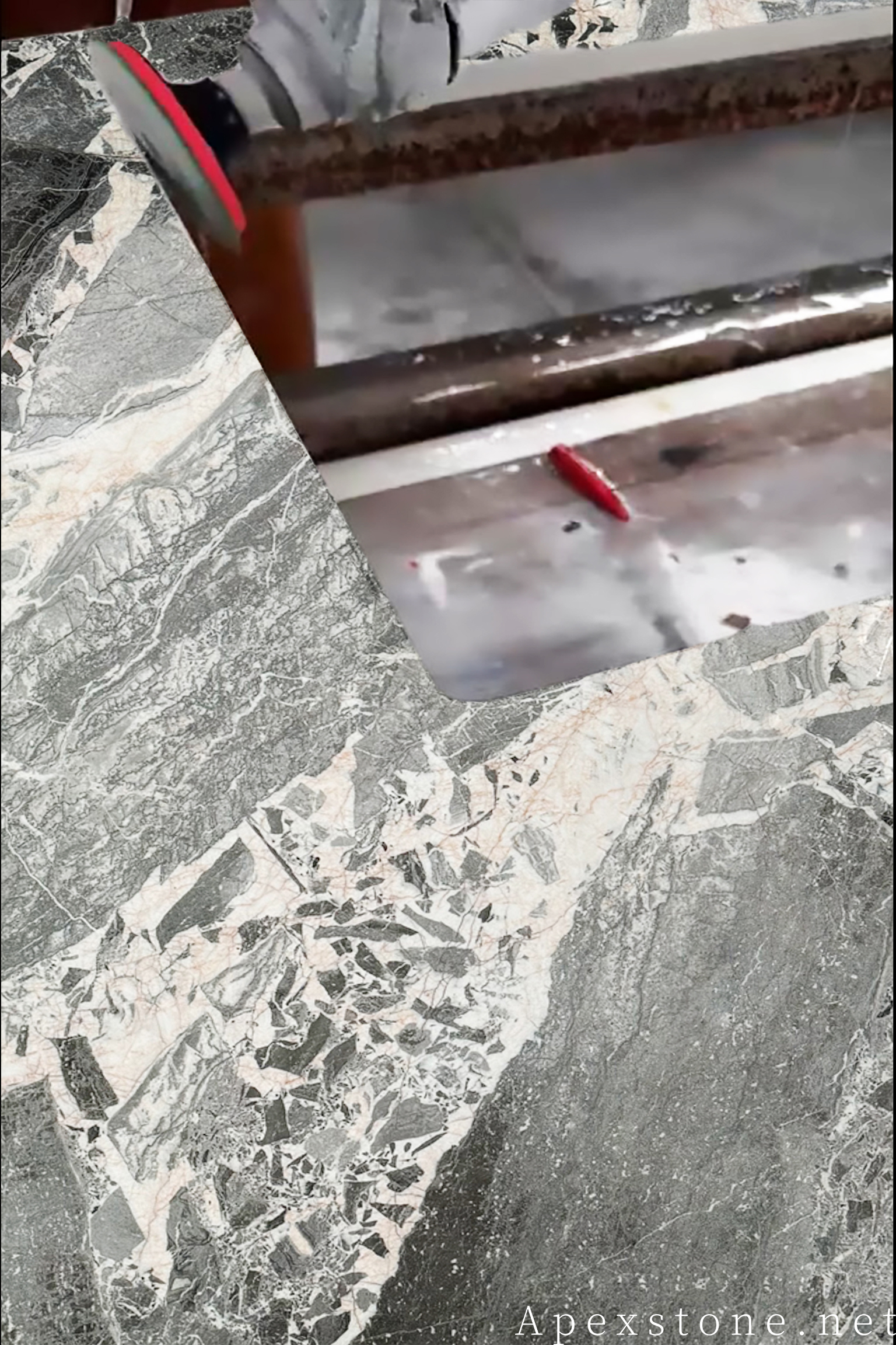 Chanel Grey marble benchtop edge polishing
