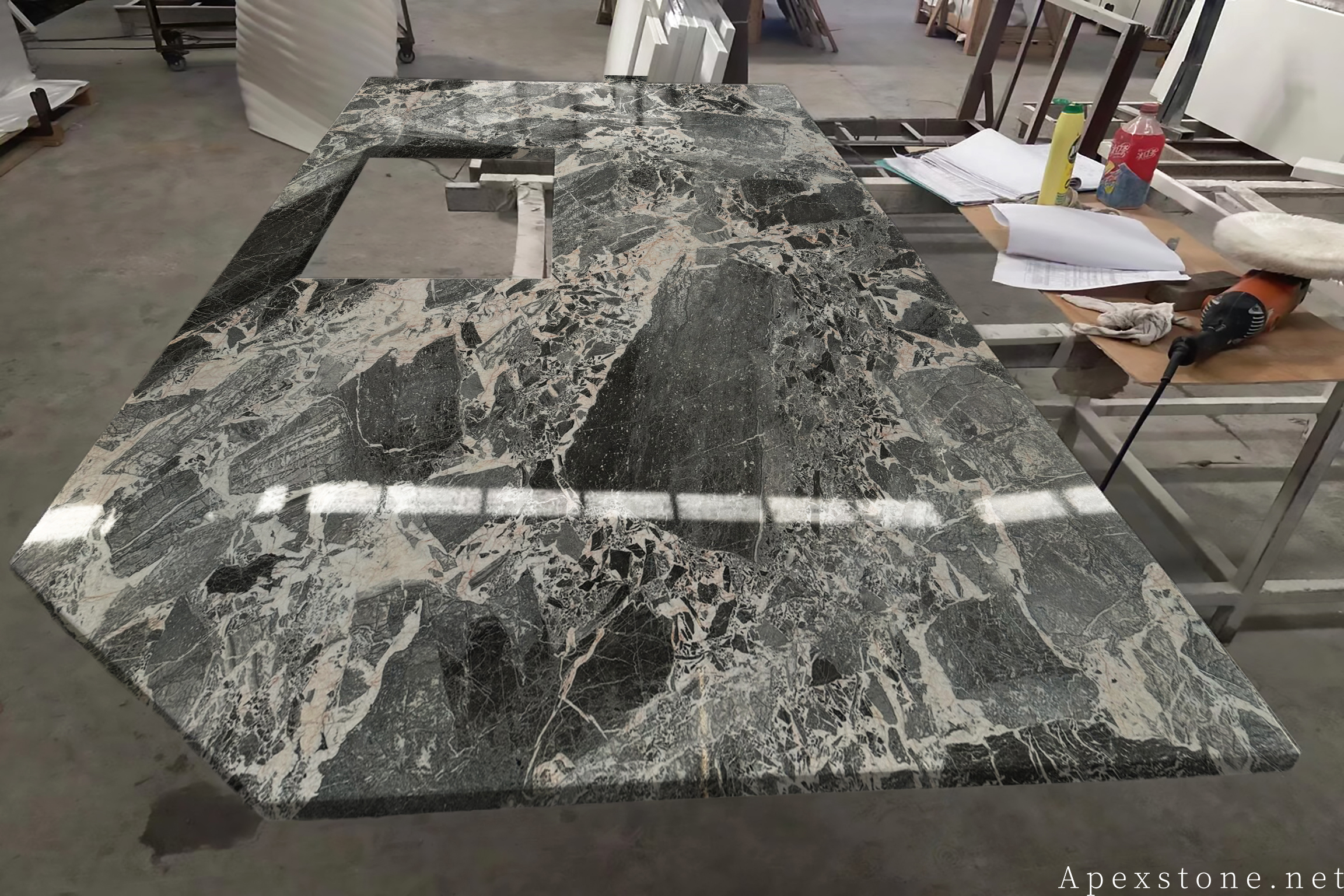 Chanel Grey marble kitchen island benchtop product