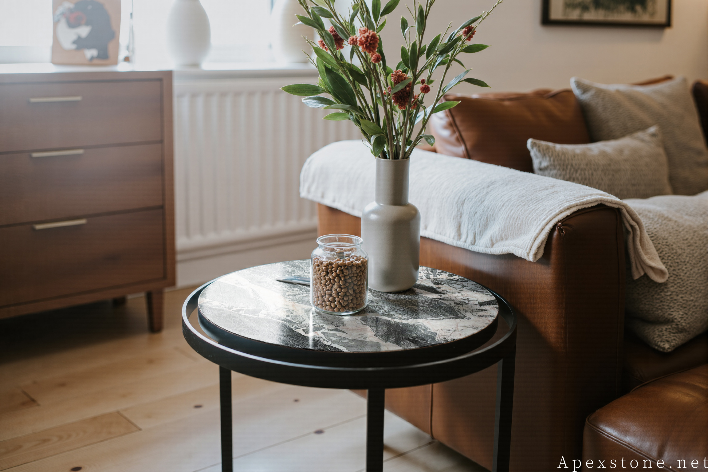 Chanel Grey marble metal-base end table