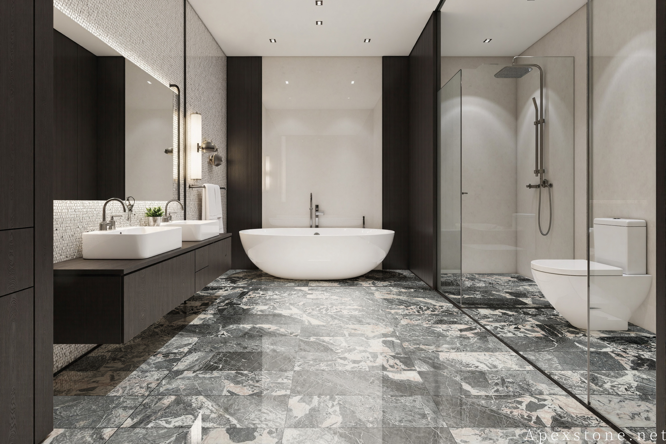 Chanel Grey Marble shower floor tiles 122