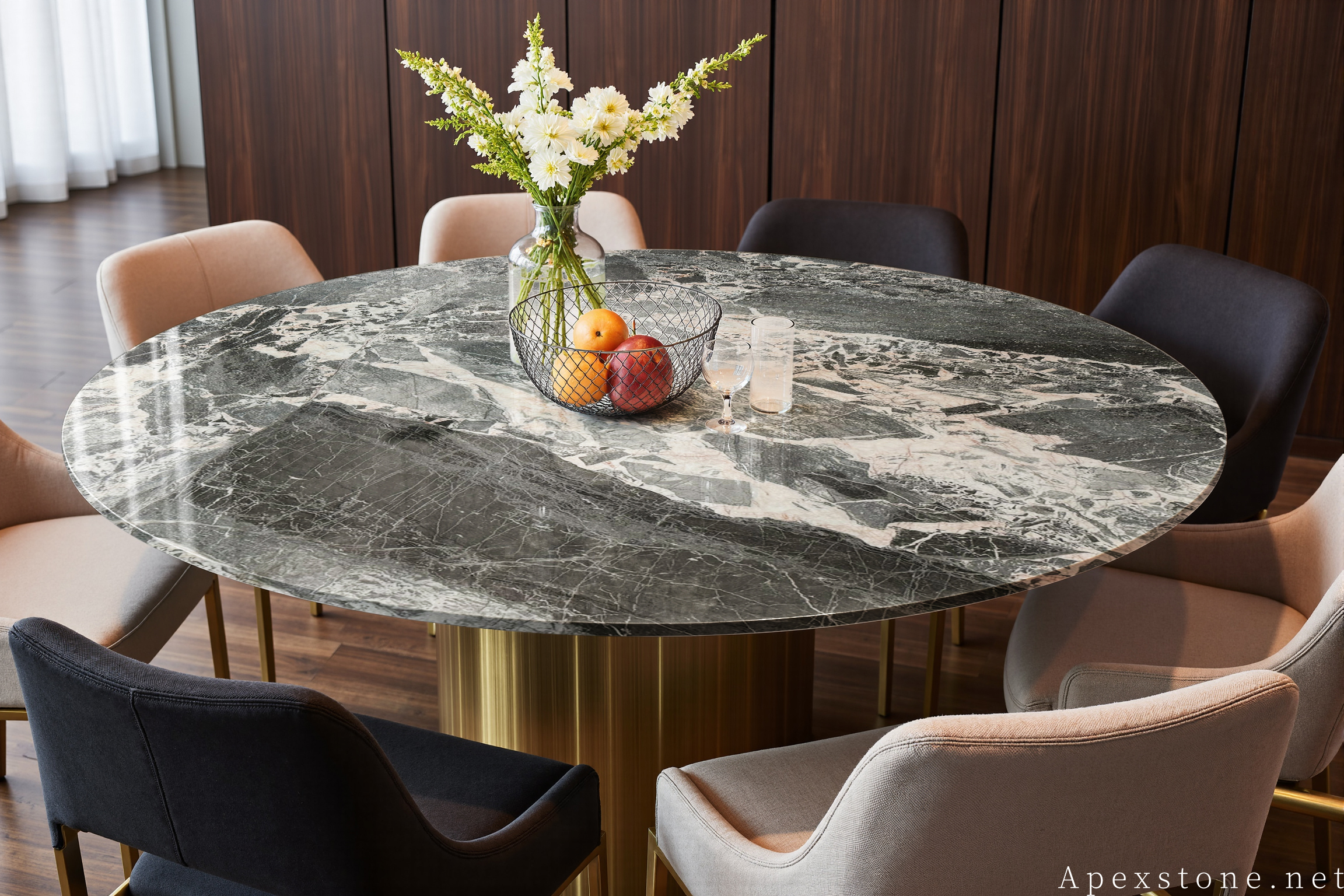 Chanel Grey Marble Stone Tables - Dining, Coffee, Console & Side Tables Marble Dining Table