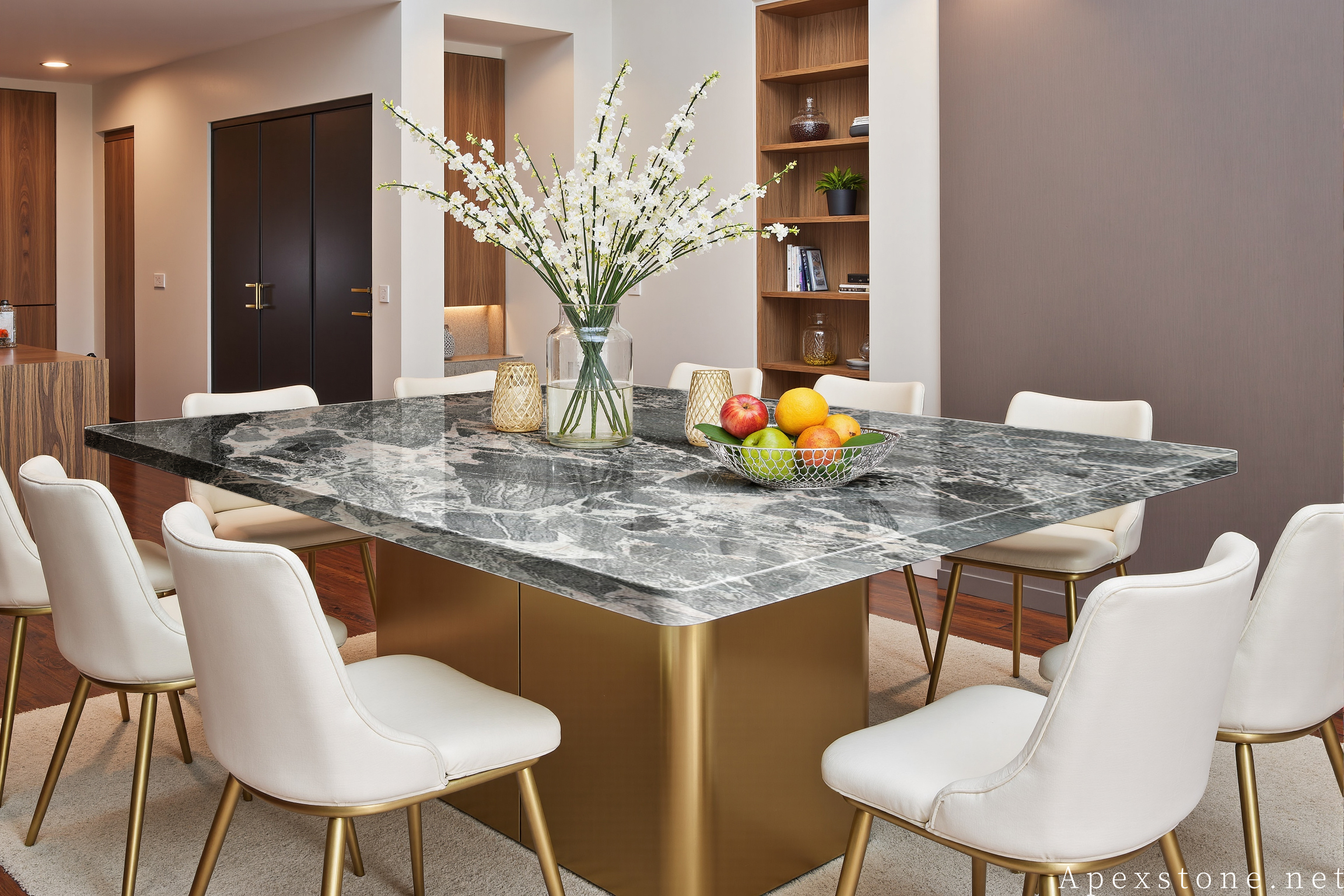 Chanel Grey Marble Stone Tables - Dining, Coffee, Console & Side Tables Grey Marble