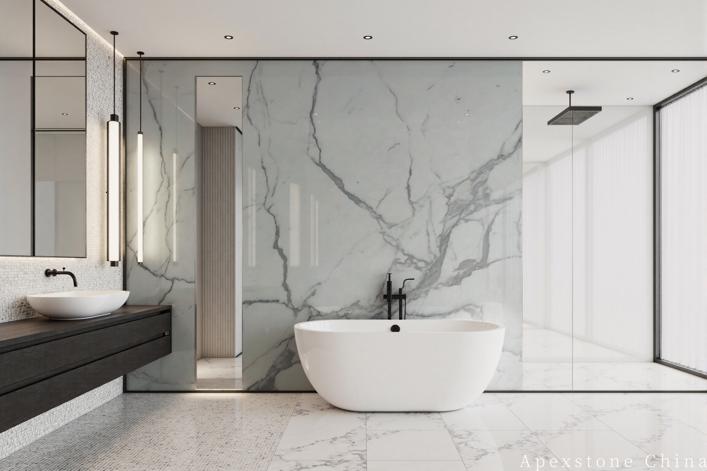 Calacatta White Marble Feature Wall Panels Large Format Stone Panel