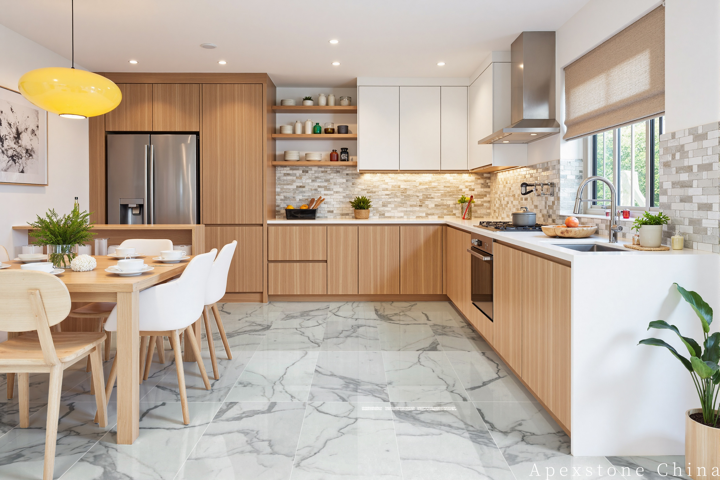 Calacatta White 600 by 300 mm kitchen flooring
