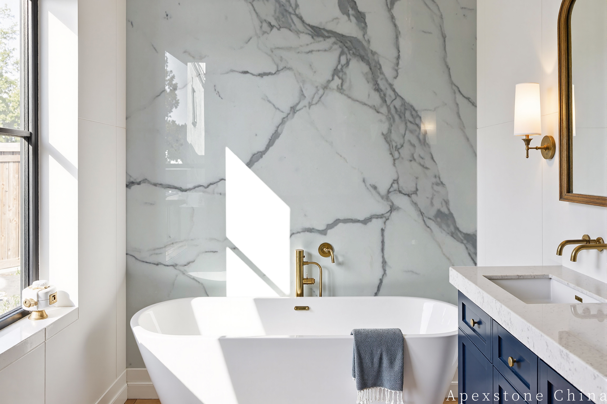 Calacatta White full-panel shower surround, image 128