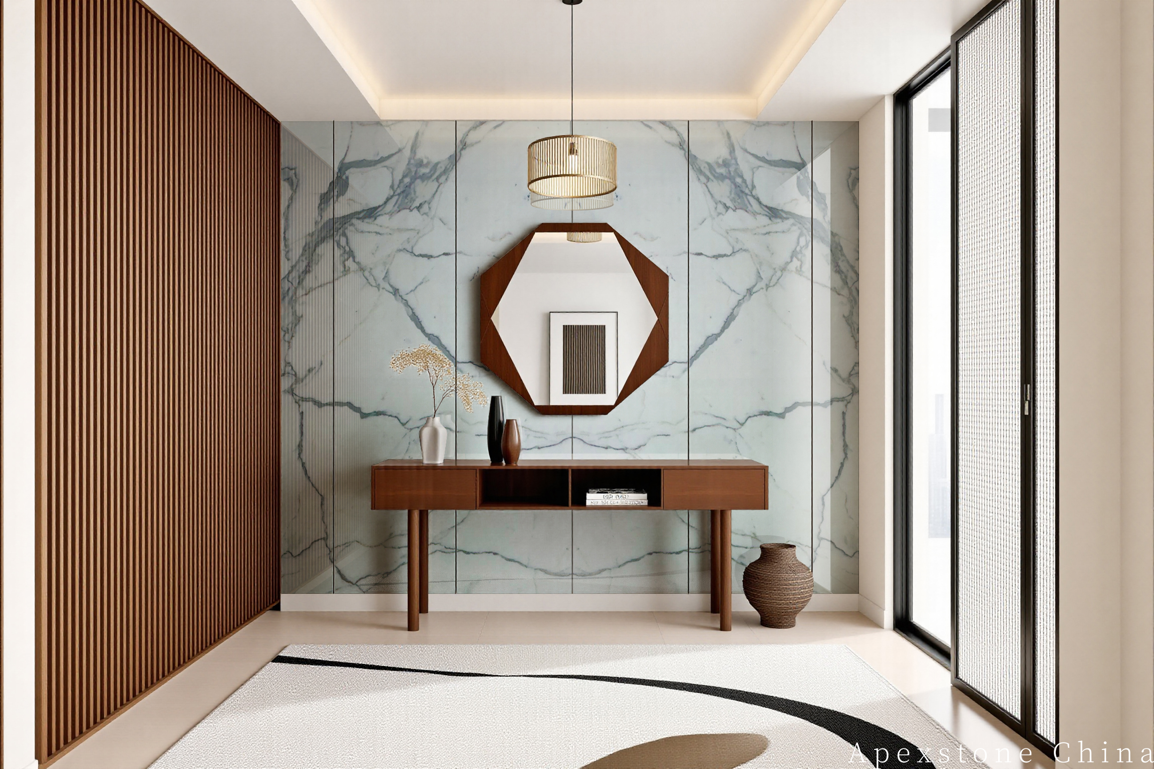 Calacatta White continuous-vein wall cladding